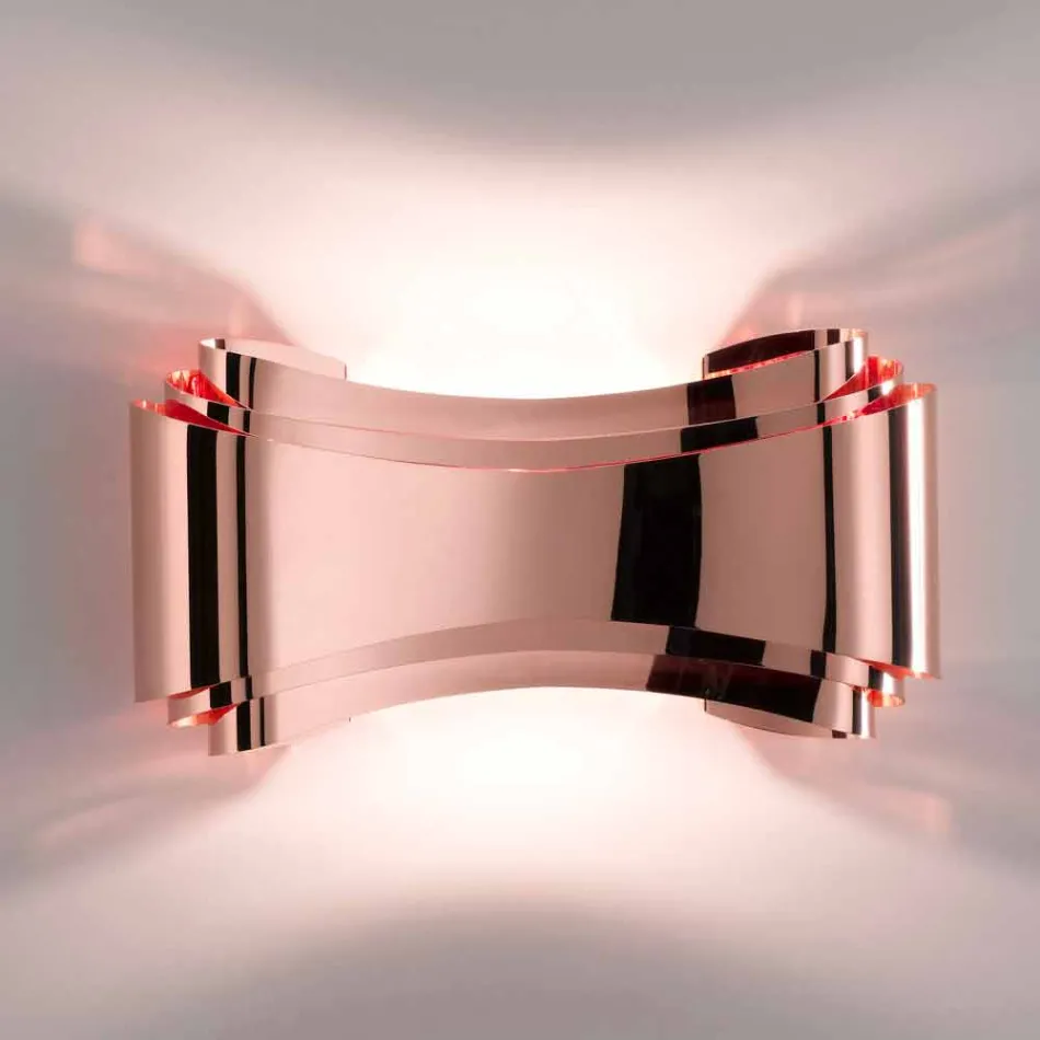 Llambë muri Selene Ionica e bërë në Itali, 30x10 H16cm, qelqi dhe çeliku Viadurini