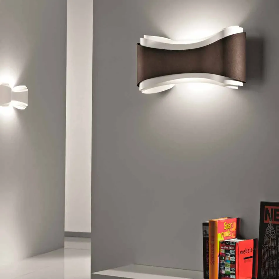 Llambë muri Selene Ionica e bërë në Itali, 40x12H20cm, çelik dhe qelqi Viadurini