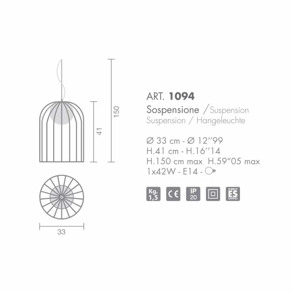 Selene Kluvì llambë varëse xhami në lulëzim Ø33 H 41/150 cm Viadurini
