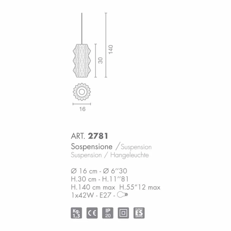 Selene Origami llambë varëse prej xhami në lulëzim H16 H 30 / 140cm Viadurini