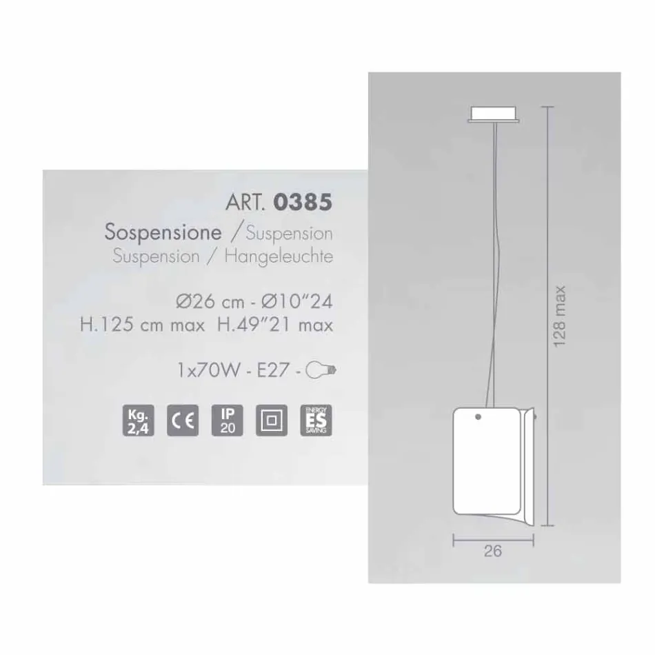 Selene Papiro llambë varëse moderne në kristal Ø26 H 125cm Viadurini