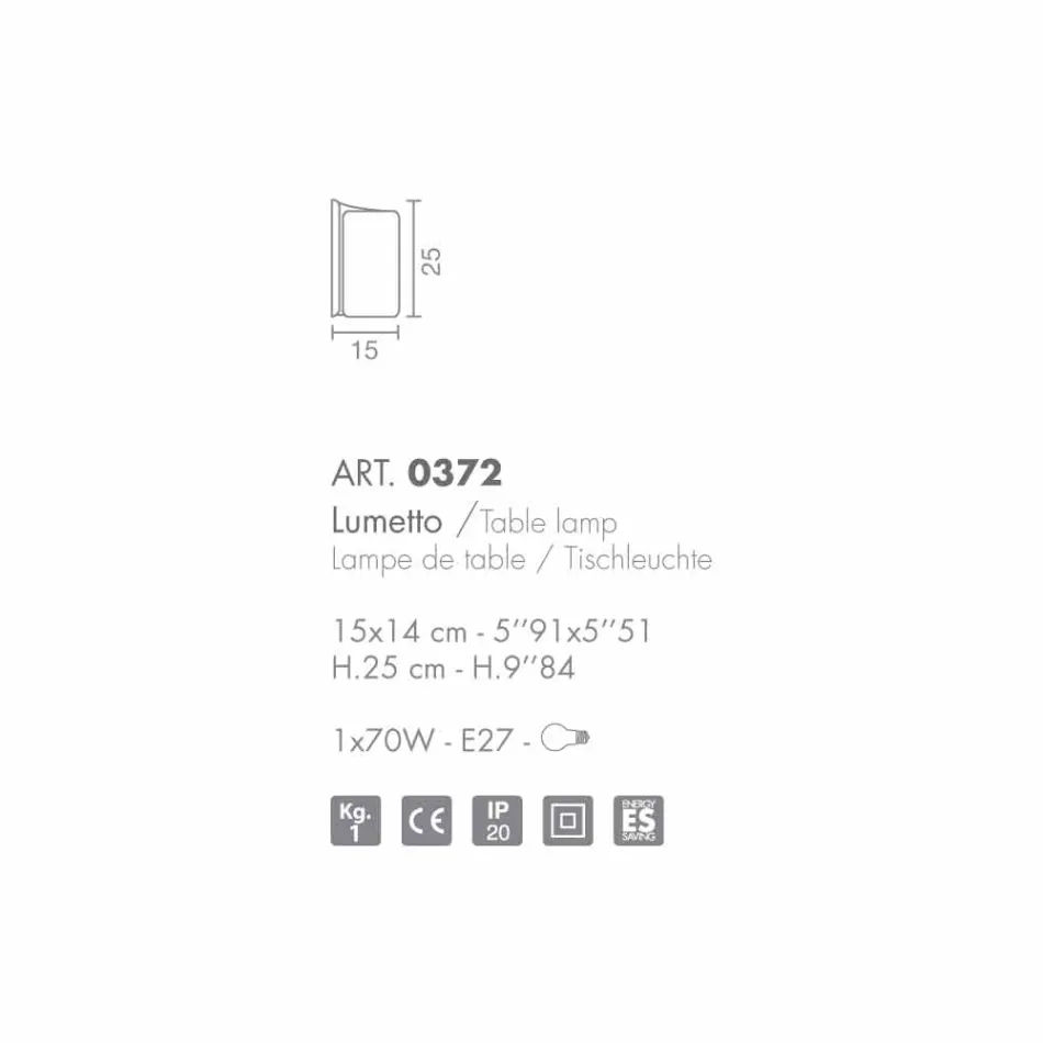 Llambë tryeze kristal Selene Papiro e bërë në Itali 15x14xH25cm Viadurini