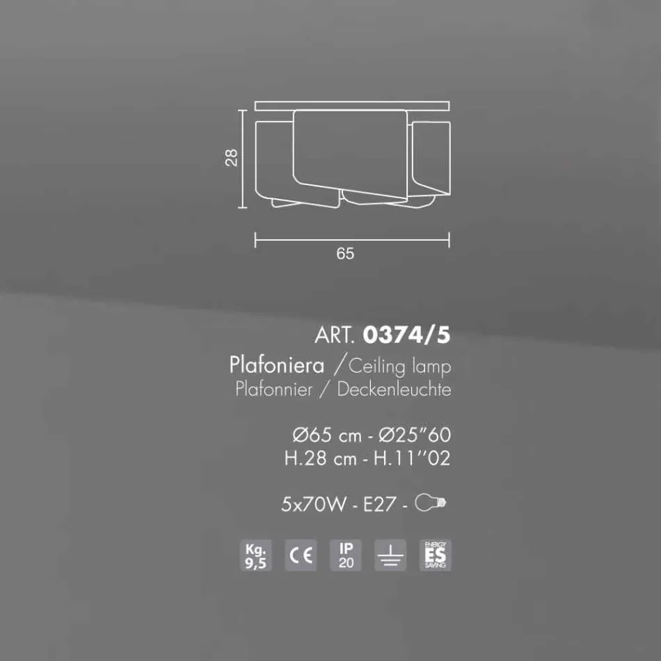 Llambë tavani Selene Papiro në kristal modern Ø65 H28cm, e bërë në Itali Viadurini