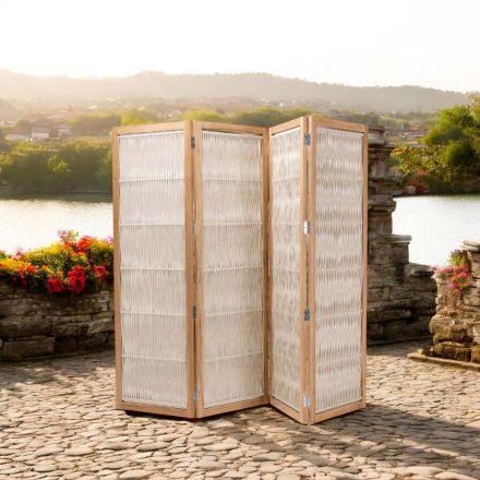 Ndarëse e jashtme në Teak, Alumini dhe Litar Weaving - Vision Viadurini