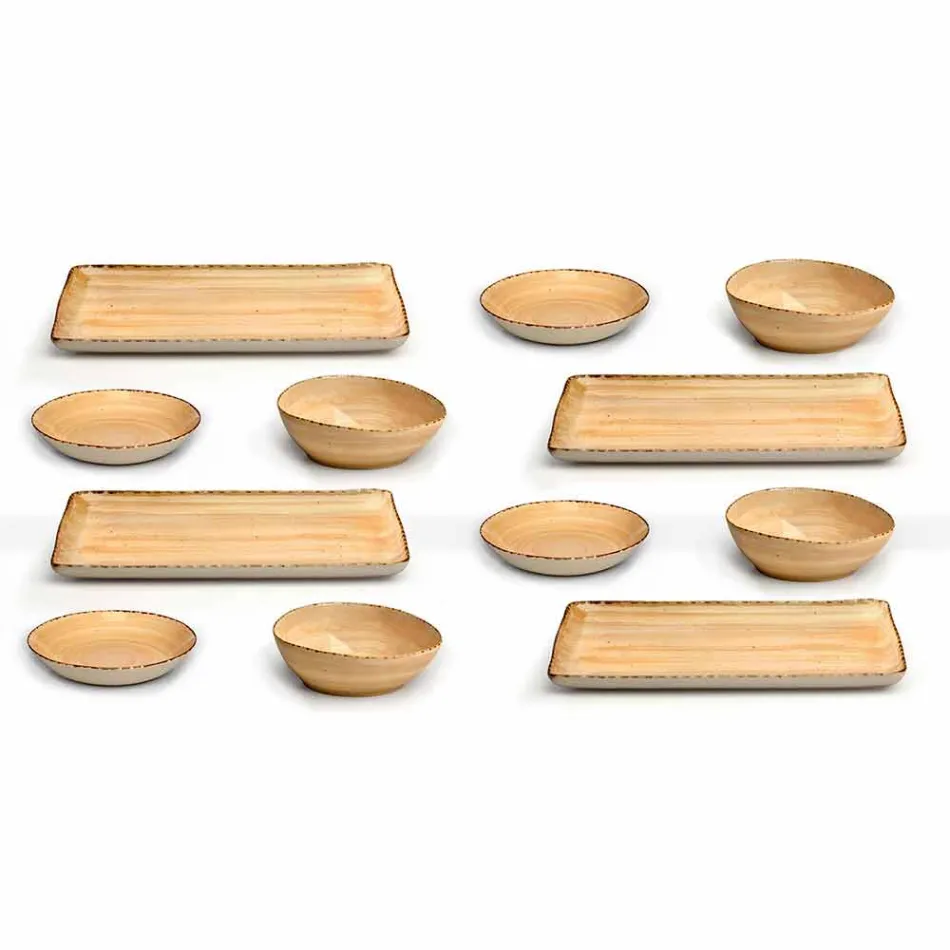 Shërbimi 12 Pllakat e gurit me ngjyrë drejtkëndëshe dhe të rrumbullakët, Dizajn Modern - Simba Viadurini