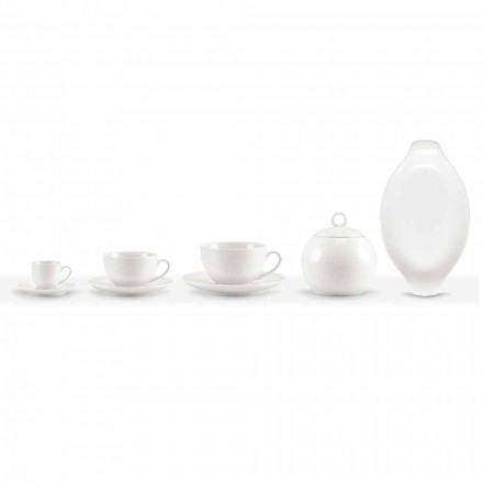 Seti i 18 gotave të kafesë dhe çajit me tasin e sheqerit dhe tabaka prej porcelani - Lucerne Viadurini