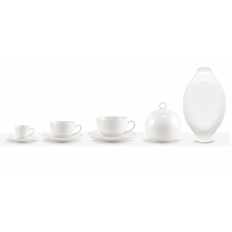 Seti i 18 gotave të çajit me Sugar Bowl dhe Porcelain Tabaka - Lucerne Viadurini