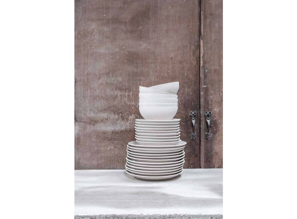 Seti i 24 Pllakave të Darkës së Dizajnit në Porcelan me Vala të Bardhë - Armanda Viadurini