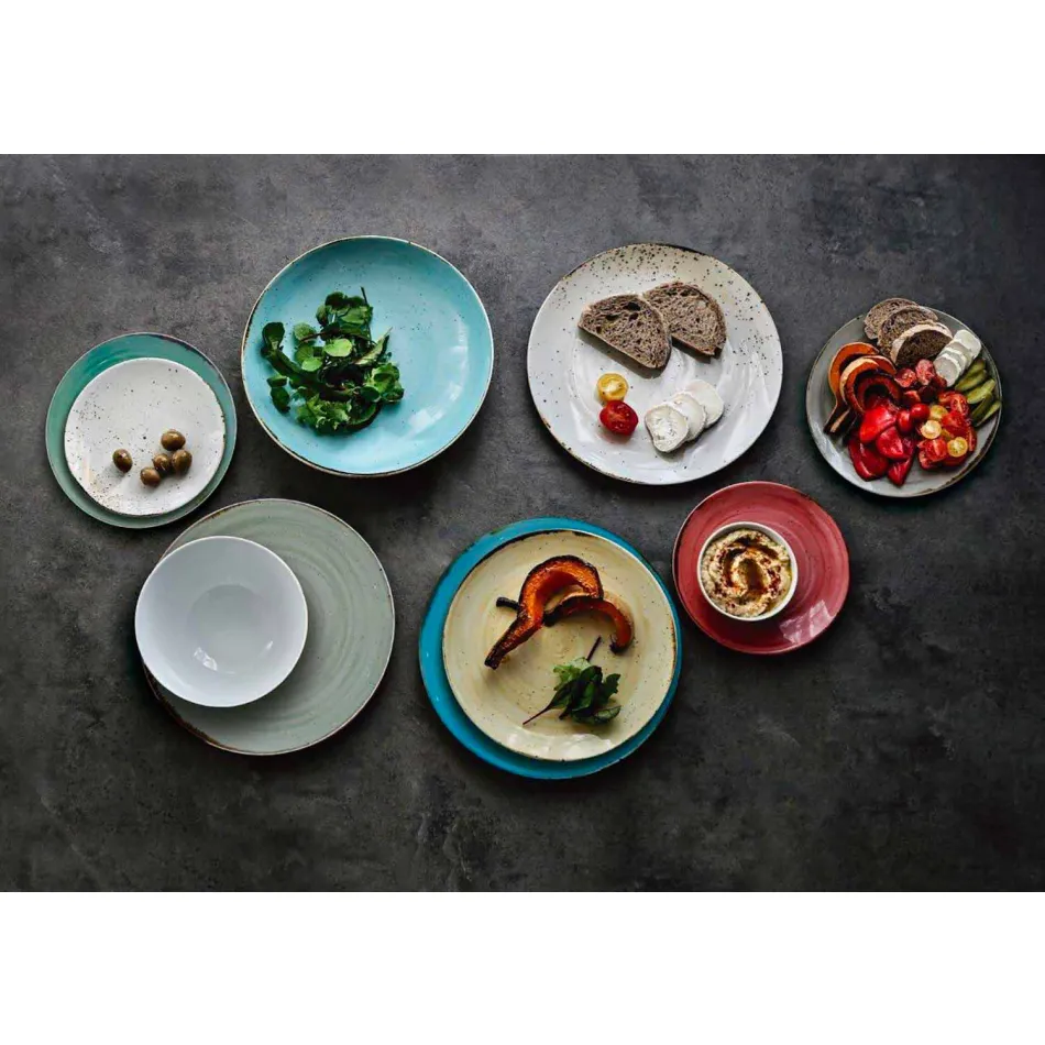 Shërbim 6 tas me akullore dhe 2 tas me porcelan me ngjyra - Rurolo Viadurini