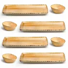 Seti i 8 Pllakave Moderne të Dizajnit Drejtkëndëshe dhe tas me gurë me ngjyra - Simba Viadurini