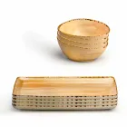 Seti i 8 Pllakave Moderne të Dizajnit Drejtkëndëshe dhe tas me gurë me ngjyra - Simba Viadurini