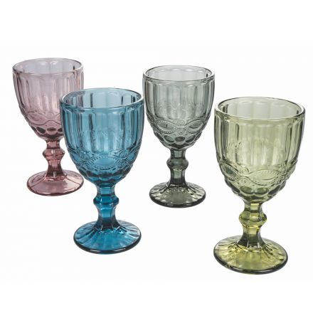 Shërbimi i gotave me gota në gotë me ngjyra dhe dekorime 12 copë - Garbo Viadurini