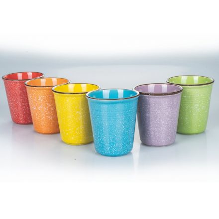 Set i gotave me ujë qeramike me ngjyra dhe kufiri me 12 copë - Abruzzo Viadurini