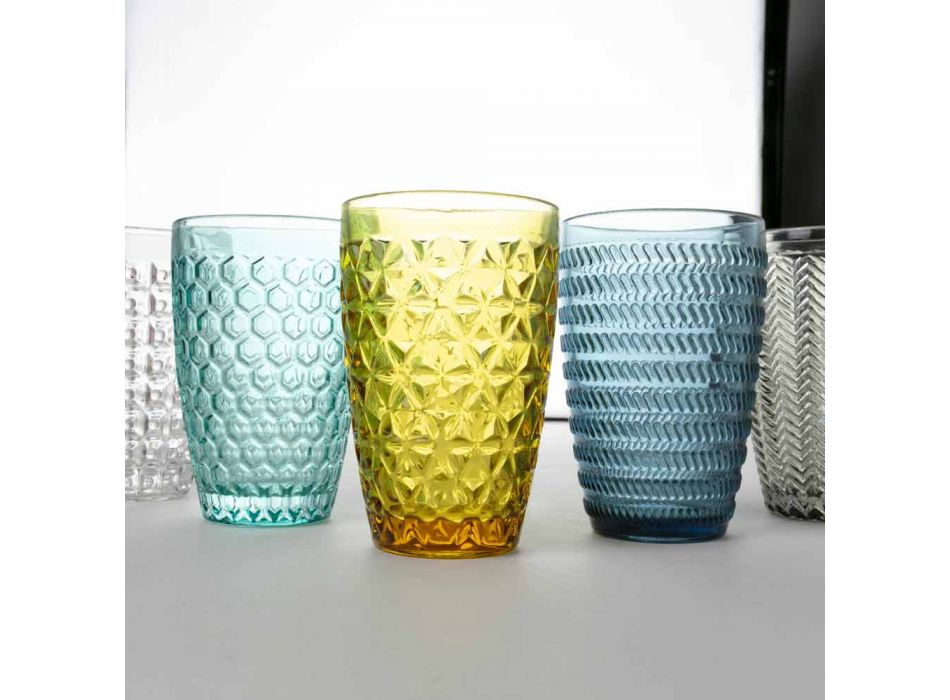 Set moderne për pije qelqi në gotë të dekoruar 12 copë - Përzierje Viadurini