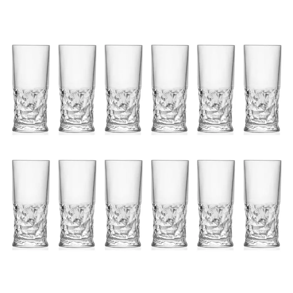 Syze Highball Set në Eco Crystal Square Dekorim 12 copë - Ritmo Viadurini