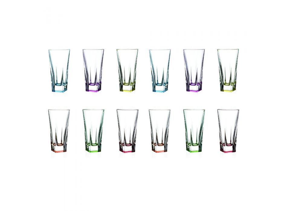 Shërbimi i syzeve me ngjyra të larta Tumbler Crystal Eco 12 Copë - Amalgam Viadurini