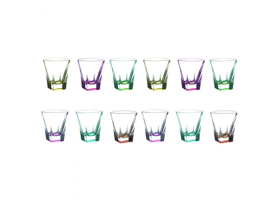 12 copë Eco Colored Colour Crystal Liqueur Glass Service - Amalgam Viadurini