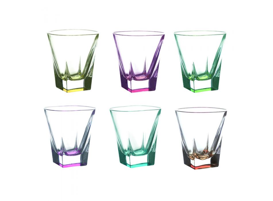 12 copë Eco Colored Colour Crystal Liqueur Glass Service - Amalgam Viadurini