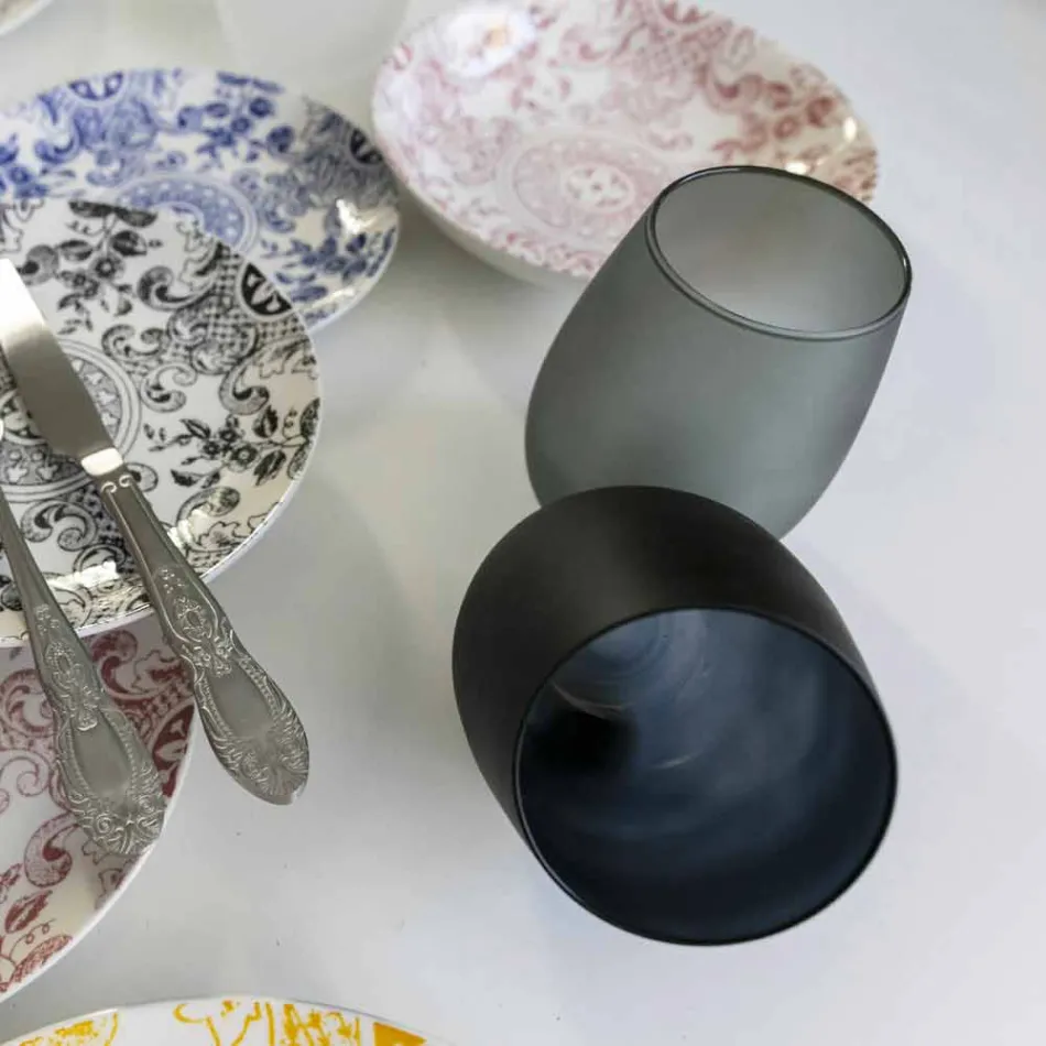 Kuti me verë të kuqe ose të bardhë e vendosur në gotë me ngjyra, 12 copë - Rim Viadurini