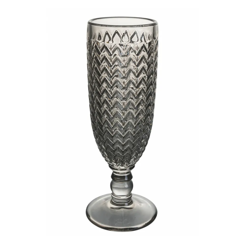 Set kupa flauti në xham me ngjyra dhe dekorime të ndryshme 12 copë - Miks Viadurini