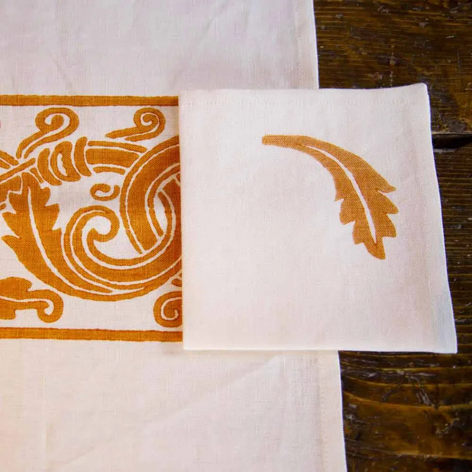 Printime me dorë të Shërbimit të Mëngjesit Artizanal Italian në Fabrics Ancient - Markat Viadurini