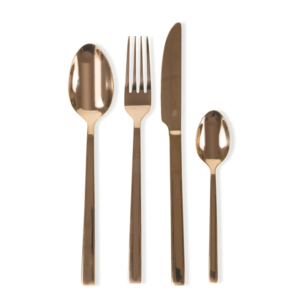 Set i takëmeve të plota në dizajn çeliku të zi ose bakër 24 copë - Fayette Viadurini