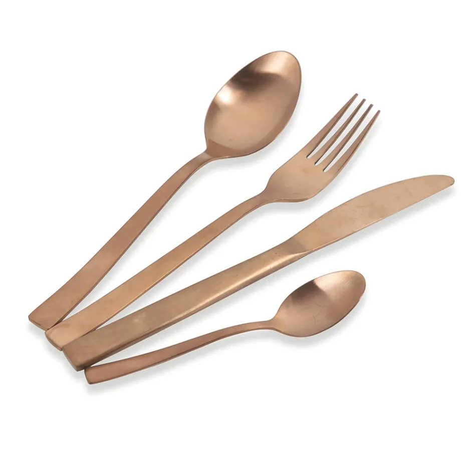 Set i takëmeve të plota në dizajn çeliku të zi ose bakër 24 copë - Fayette Viadurini