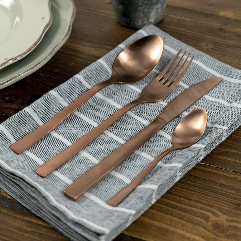 Set i takëmeve të plota në dizajn çeliku të zi ose bakër 24 copë - Fayette Viadurini