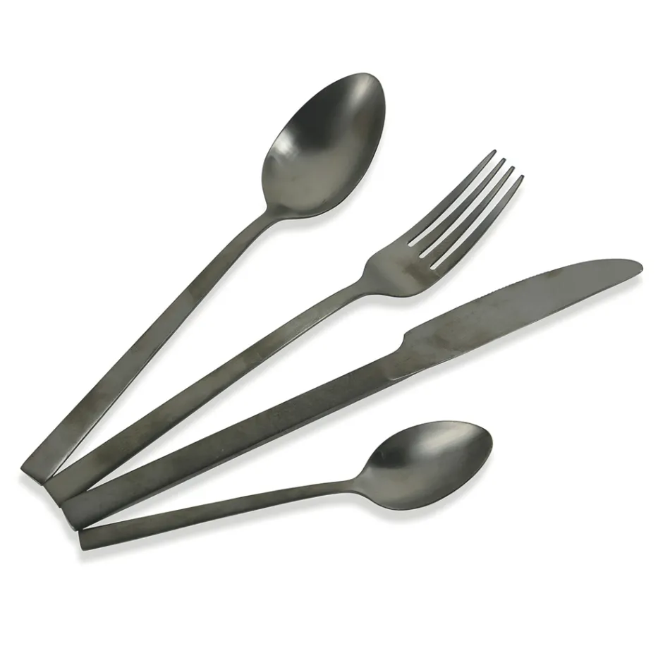 Set i takëmeve të plota në dizajn çeliku të zi ose bakër 24 copë - Fayette Viadurini