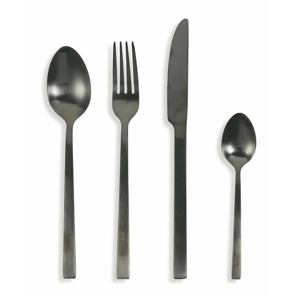 Set i takëmeve të plota në dizajn çeliku të zi ose bakër 24 copë - Fayette Viadurini