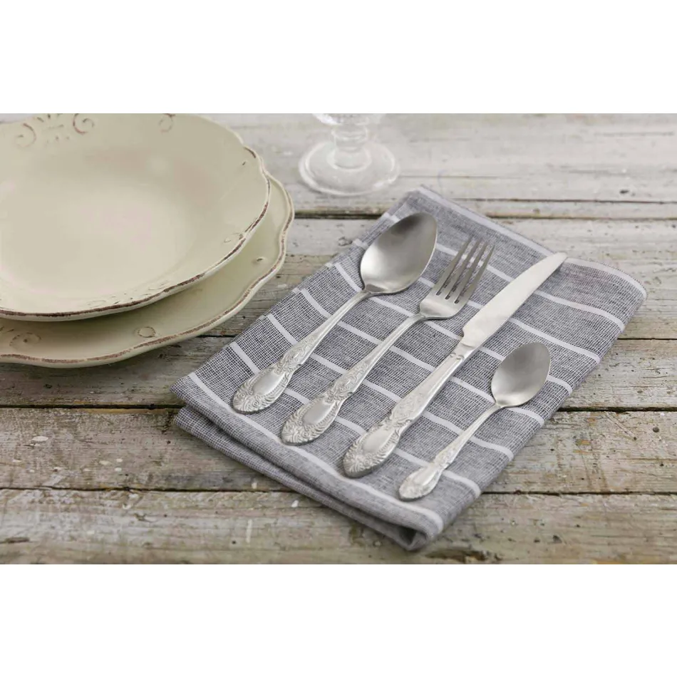 Takëm shërbimi të plotë në modelin e çelikut të satenit 24 copë - fantazi Viadurini