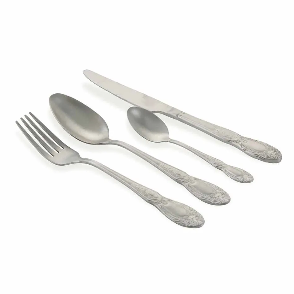 Takëm shërbimi të plotë në modelin e çelikut të satenit 24 copë - Fantasiapos1 Viadurini