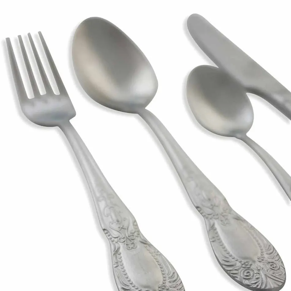 Takëm shërbimi të plotë në modelin e çelikut të satenit 24 copë - Fantasiapos1 Viadurini