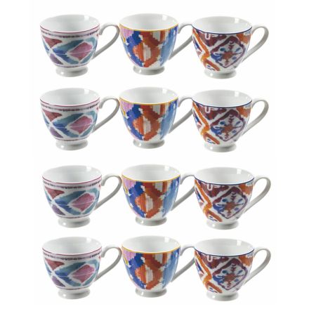 Shërbim i kompletuar filxhanë kafeje në porcelan të dekoruar 12 copë - Anfa Viadurini