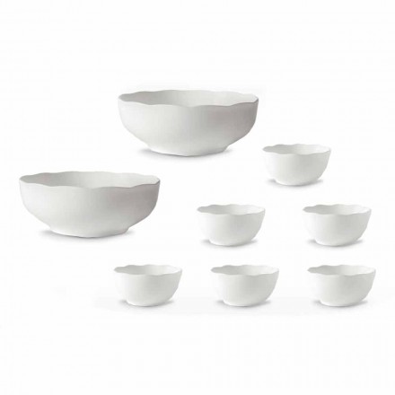 Kupat dhe tasat për servirje prej porcelani të Bardhë Set 8 copa - Armanda Viadurini