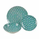 Shërbim i plotë i tryezës në Porcelani me ngjyra 18 copë - Indonezi Viadurini