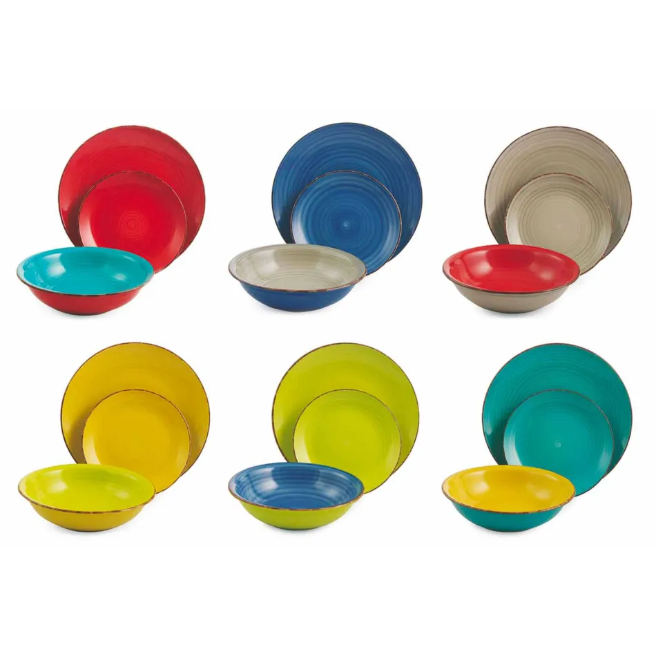 Takëm me pllaka me ngjyra 18 copë në gur prej guri modern - Abruzzo Viadurini