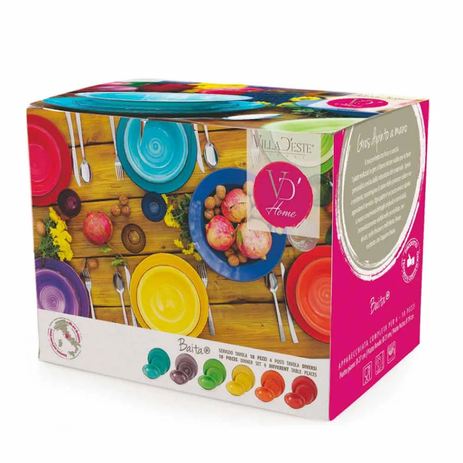 Takëm me pllaka me ngjyra 18 copë në gur prej guri modern - Abruzzo Viadurini