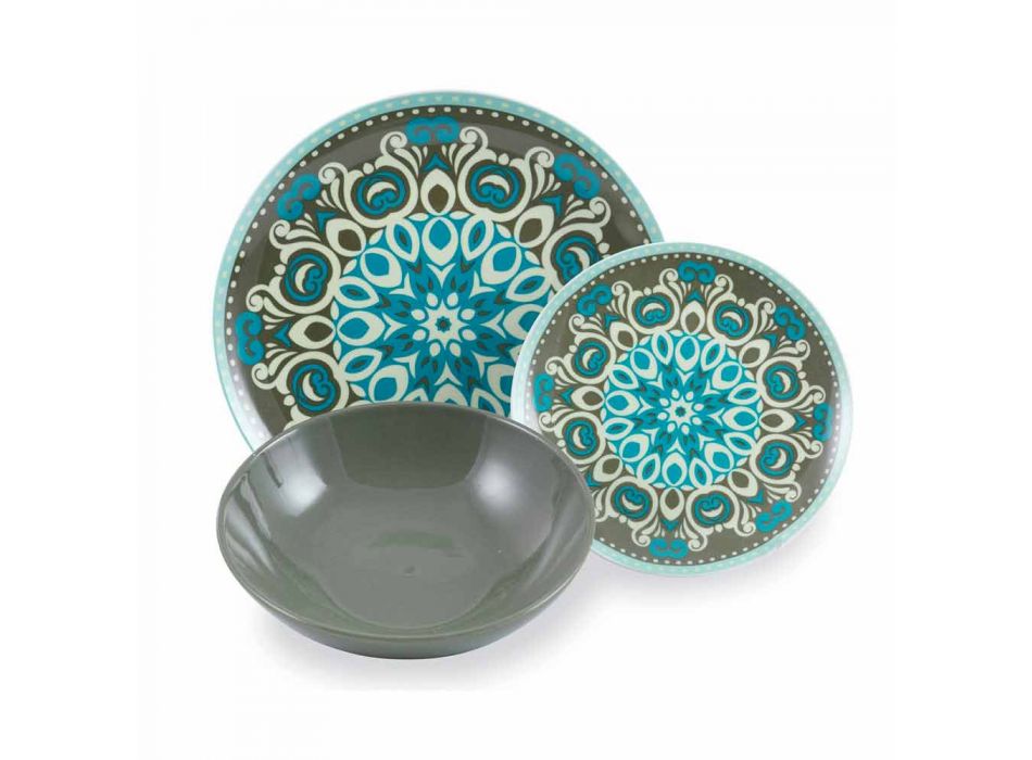 Set për sendet prej porcelani me ngjyra blu 18 copë - Eivissa Viadurini