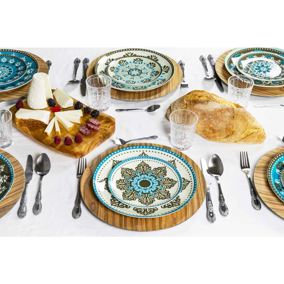 Set për sendet prej porcelani me ngjyra blu 18 copë - Eivissa Viadurini