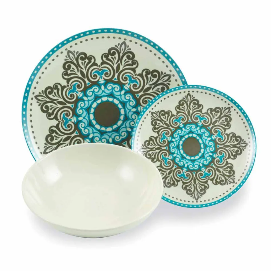 Set për sendet prej porcelani me ngjyra blu 18 copë - Eivissa Viadurini