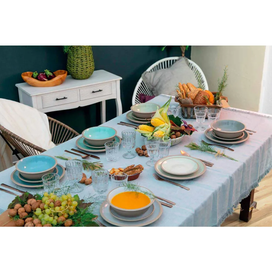 Enët me ngjyrë të enëve të tryezave Vendosin Modelin e plotë 18 copë - Osteria Viadurini