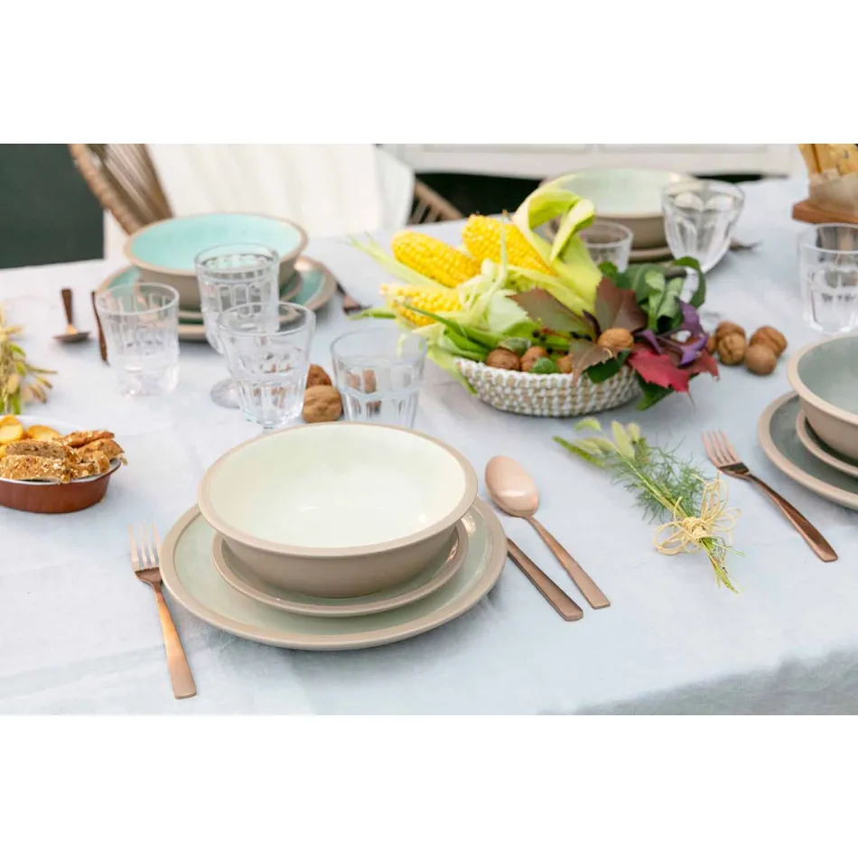 Enët me ngjyrë të enëve të tryezave Vendosin Modelin e plotë 18 copë - Osteria Viadurini