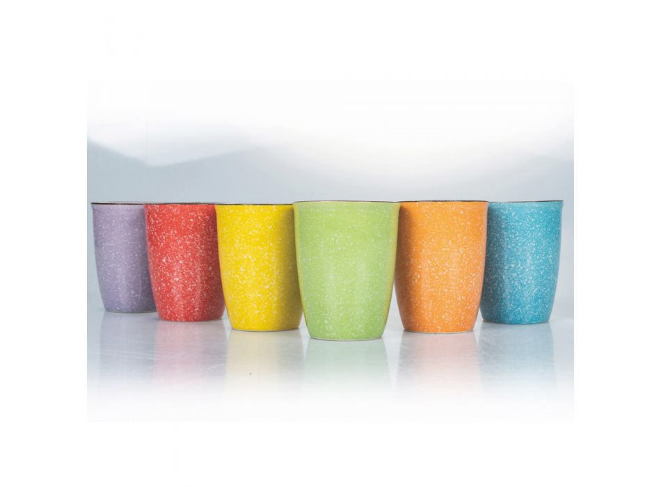 Shërbimi i gotave të larta të ujit në qeramikë me ngjyra 12 copë - Abruzzo Viadurini