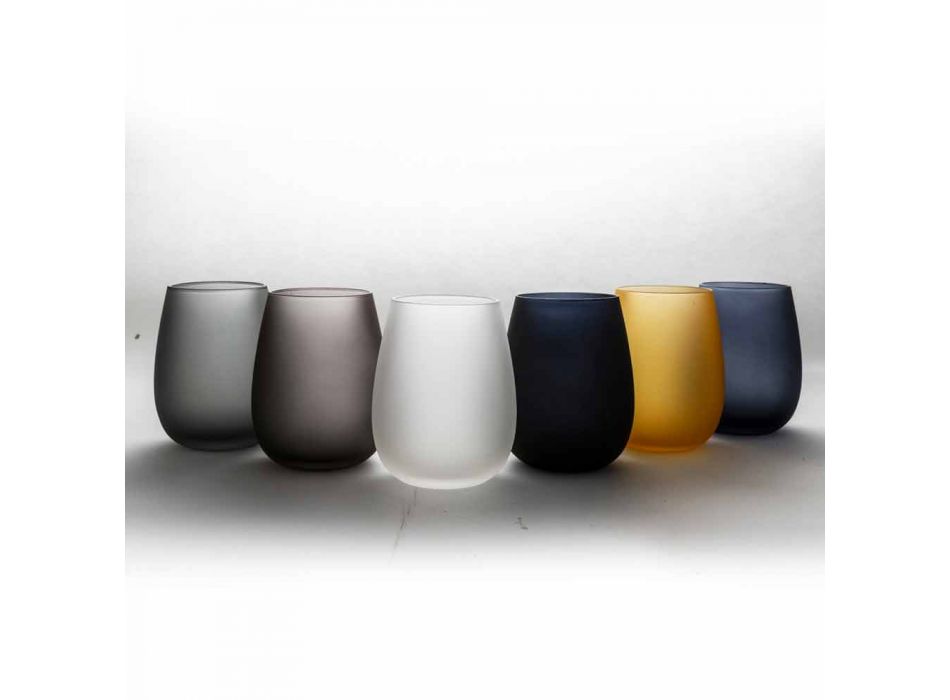 Seti i gotave me ujë qelqi me ngjyra moderne, 12 copë - Rim Viadurini