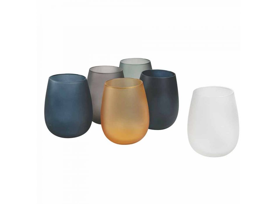 Seti i gotave me ujë qelqi me ngjyra moderne, 12 copë - Rim Viadurini