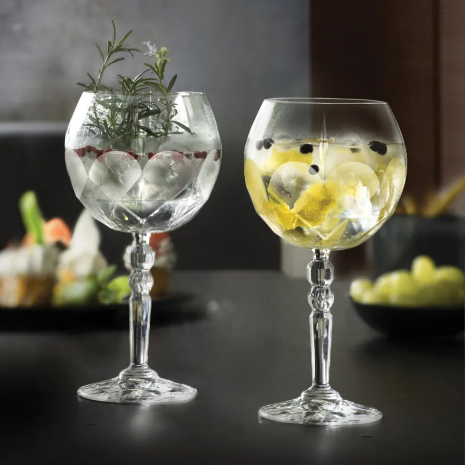 Shërbim Gin Tonic Cocktail Glass në Eco Crystal 12 copë - Bromeo Viadurini