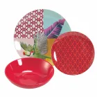 Shërbimi prej Porcelani dhe Gres Dinnerware 18 Piece Colored Design - Tropikal Viadurini