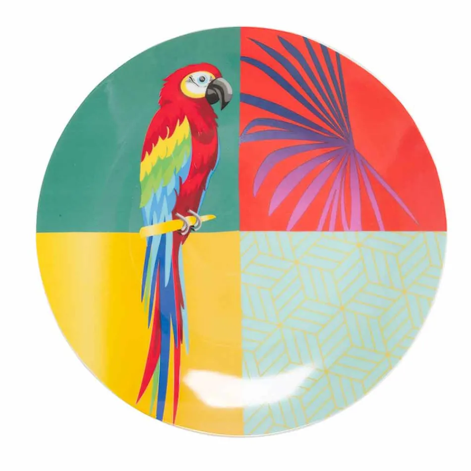 Shërbimi prej Porcelani dhe Gres Dinnerware 18 Piece Colored Design - Tropikal Viadurini