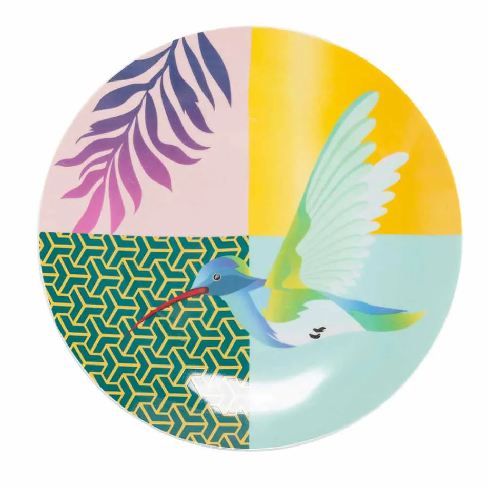 Shërbimi prej Porcelani dhe Gres Dinnerware 18 Piece Colored Design - Tropikal Viadurini
